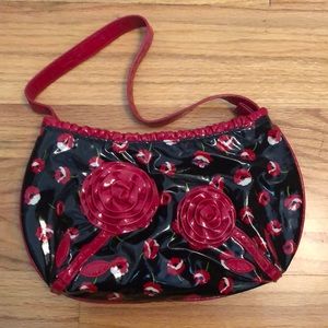 Vera Bradley Patent Leather Rose Bud Shoulder Bag